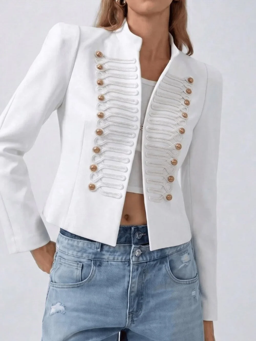 White Casual Elegant Women's Formal Office Jacket